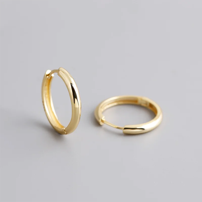 925 Sterling Silver Simple Matte Bohemian Round Ear Buckle for Women Punk Unisex Rock Hoop Earring Jewelry Accessories