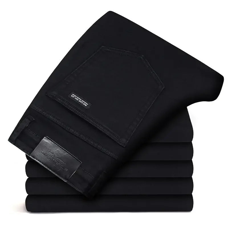 2023 Men's Stretch Black Jeans Classic Style Business Fashion Pure Slim-fit Denim Pants Male Brand Casual Trousers