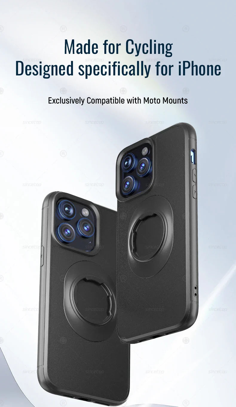 Quad-style Moto/Bike/Motorcycle/Bicycle Case for iPhone 17/16/15/14/13/12/11 Pro/Max fit Phone Holder Mount with Lock-in Design
