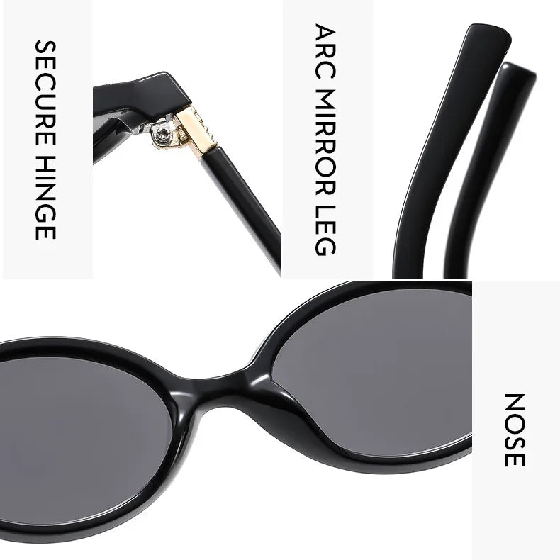 New Oval sunglasses For women Fashion Brand Black Small Frame Sun Glasses Female Retro Clear Lenses Eyewear Lady Trendy UV400