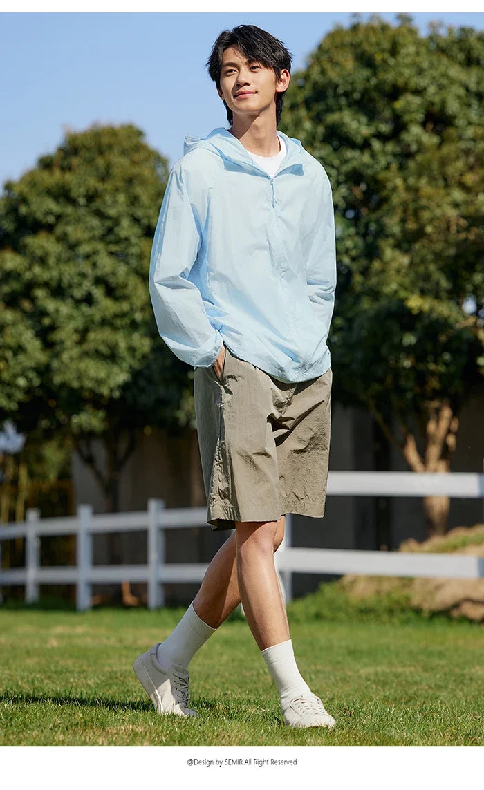 Jacket Men 2024 Summer New Coat Simple Solid Color Hooded Couple Wear Rotator Sleeve Light Sun Protective Clothing