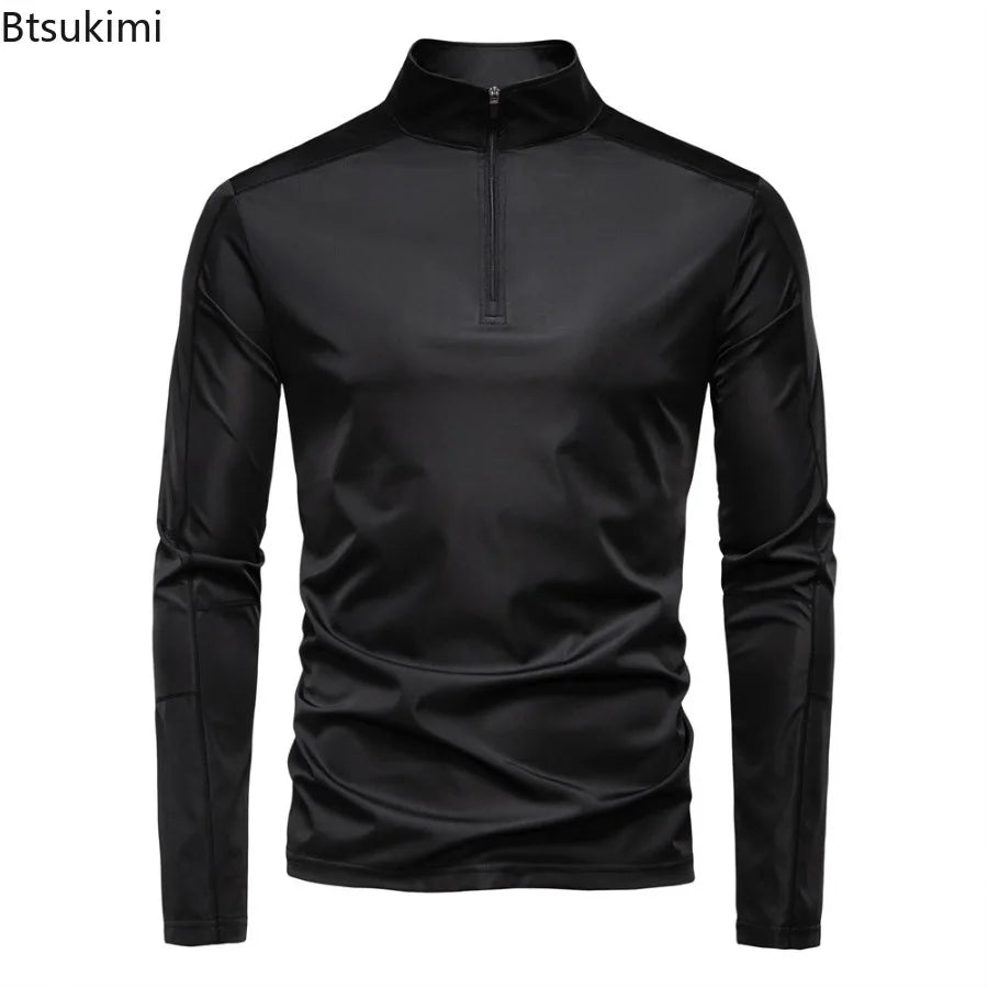 2026 Spring Summer New Men's Sunscreen Clothes Anti-UV UPF100+ T-shirt Long Sleeve Half Zip Top Male Outdoor Fishing Hiking Tops
