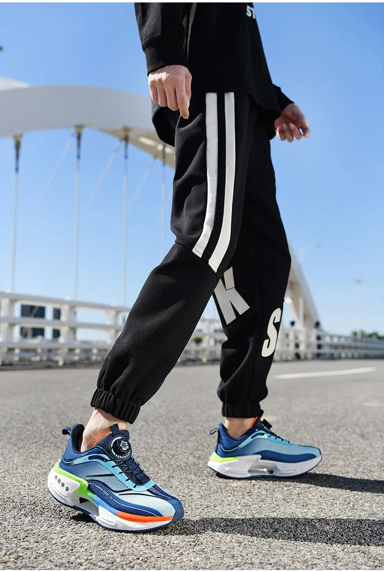 Family carbon plate running shoes for Boys Big Boys Student rotating button Technology TPU+ Popcorn high pop sneakers for girls