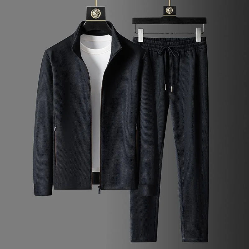 Spring and Autumn New Sportswear Suit Men's Casual Breathable High-end Jacket Trousers Stand-up Collar Zipper Open Mens Clothes