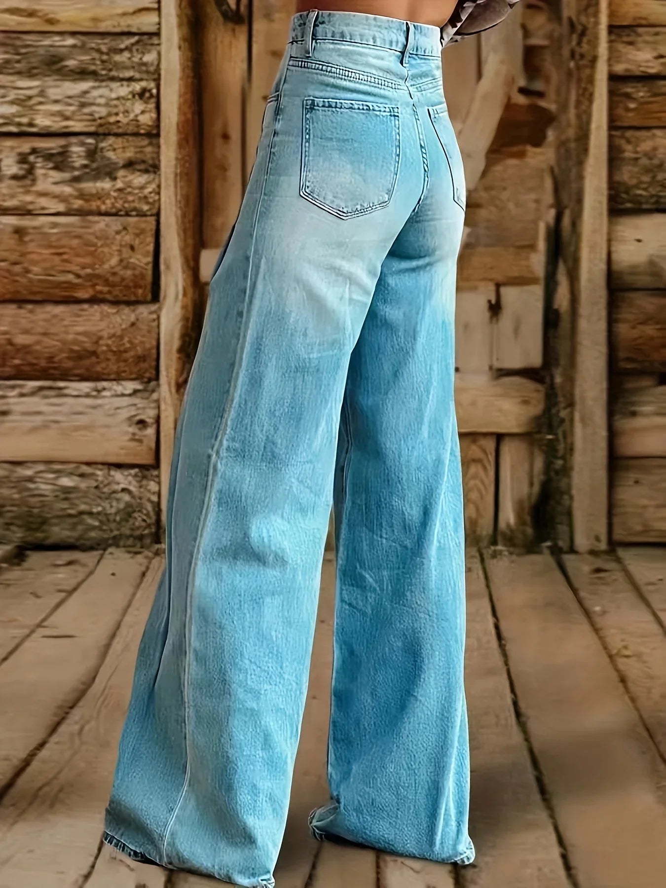 Women's fashion casual wide-leg jeans