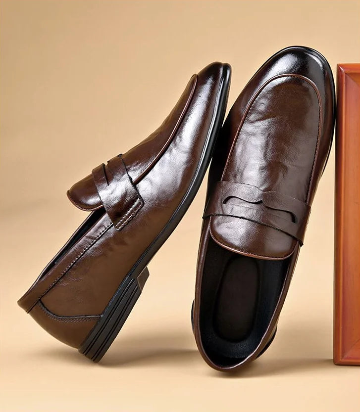 Social Shoe Male Leather Casual Round Toe Men's Formal Shoes Business Luxury Designer Clothing Office Party Gentleman 2025 Trend