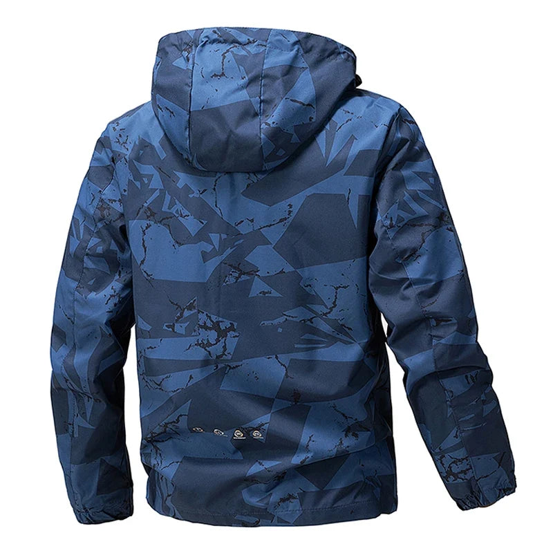 Softshell Outdoor Jacket Men Zip Up Hooded Waterproof Jacket Hiking Camping Windbreaker Lightweight Spring Autumn Coats