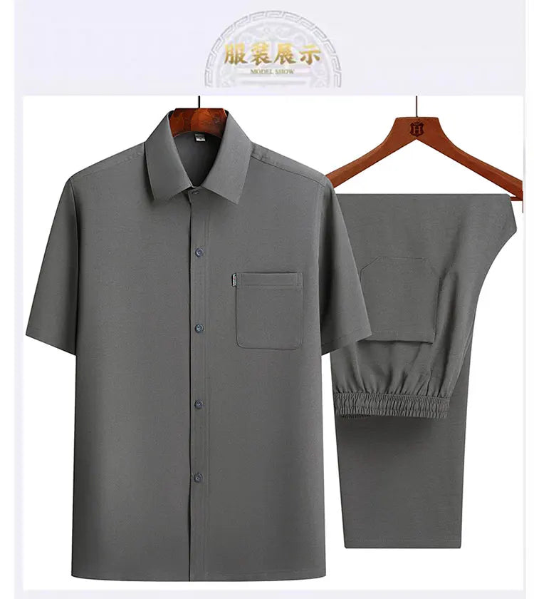 Shirts + Pants 2025 summer new style Sportswear Men's Casual Sets Male Fashion Chinese style shirts and trousers M-4XL