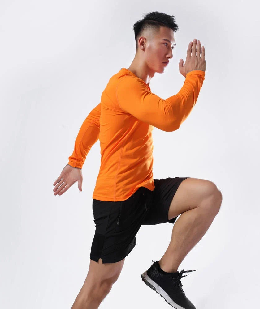 Men Running Sport Shirts Tops Long Sleeve Plus Size Tees Dry Fit Breathable Training Clothes Gym Sportswear Fitness Sweatshirts