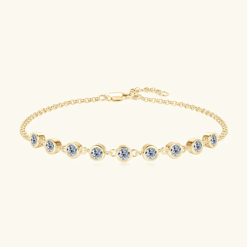 S925 Sterling Silver Bracelet for Women Round All Moissanite Charm Bracelets Chain Wedding Fine Jewelry Gifts pulseras