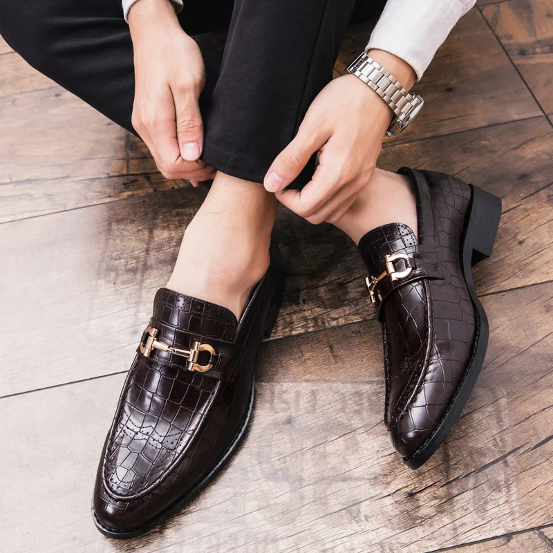 High Quality Casual Business Leather Shoes For Men Classic Social Leather Shoes Men Party Formal Loafers Men Dress Shoes Retro