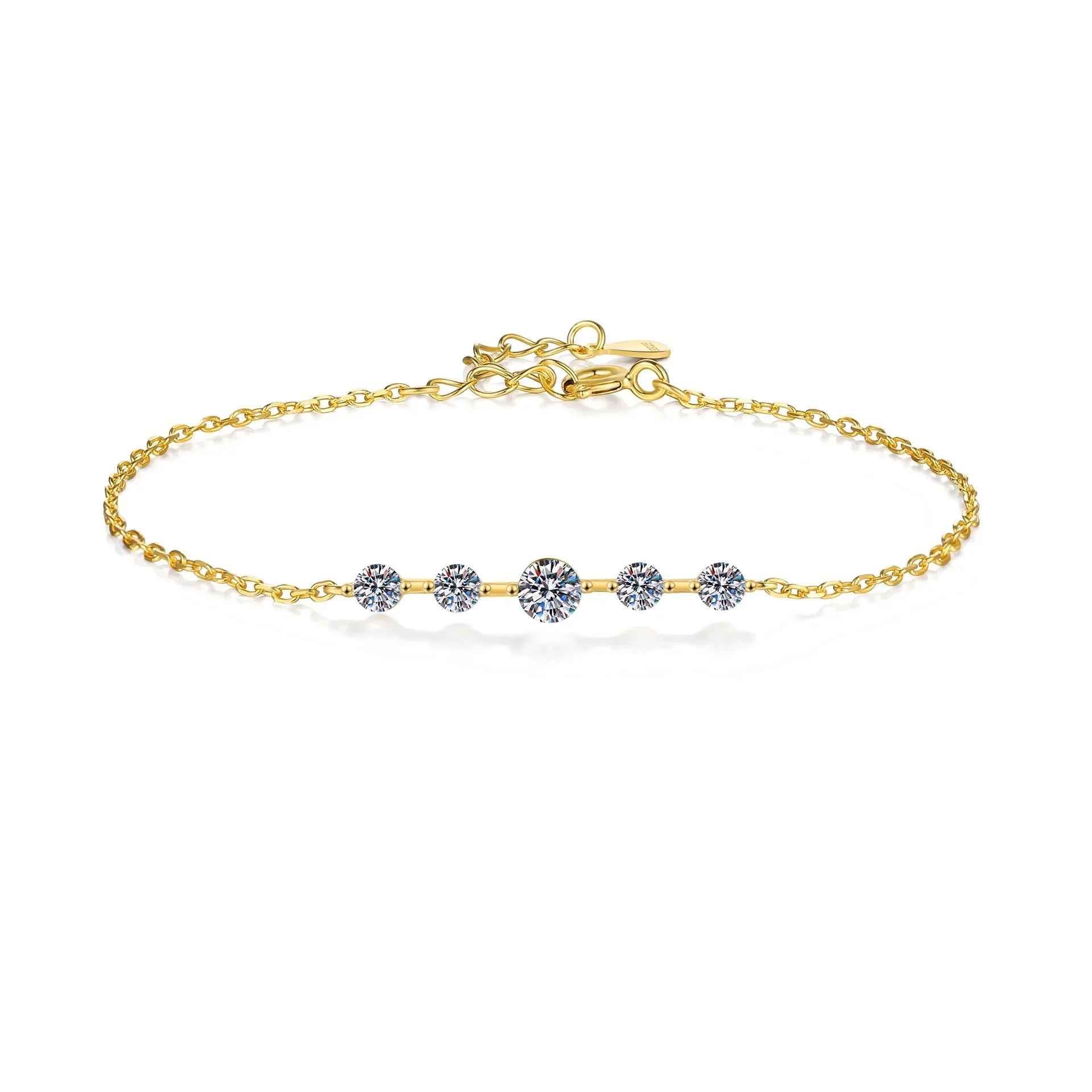 Dainty Full 2/2.5/3mm D Color Moissanite Diamond Link Bracelet for Woman 925 Silver Plated 18k Adjustable Chain Bracelets