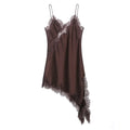 Woman Summer Sexy Sleeveless Backless Chic Beach Party Dress Women's Elegant Asymmetry Lace Decorate Slim Sling Dress