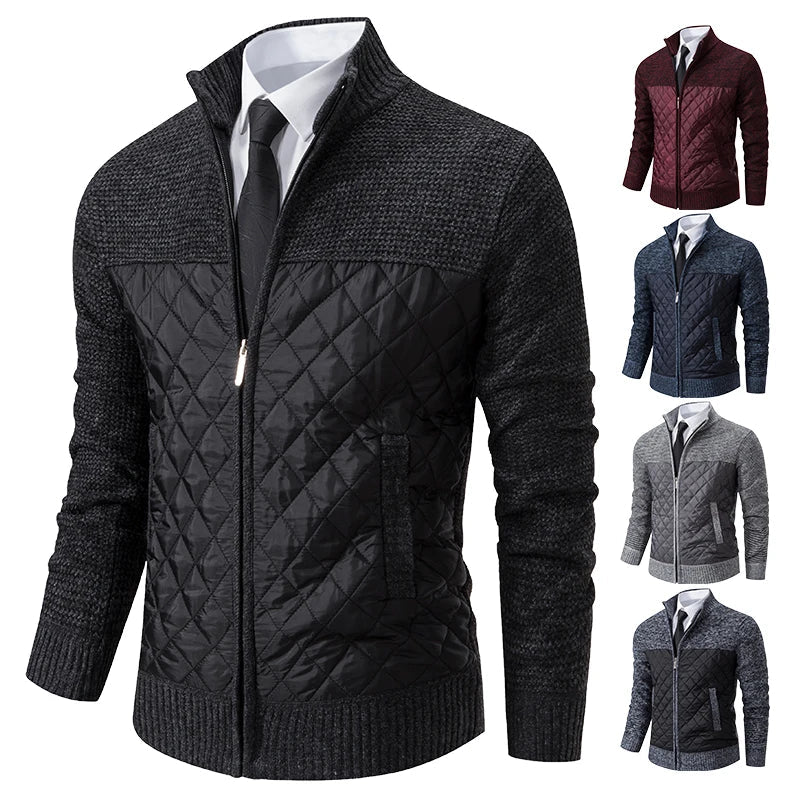 Autumn Winter Sweater Men's Loose Cardigan New Cold High Neck Jumpers Patchworked Windbreaker Casual Jackets