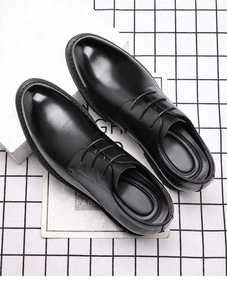 Men Business Elevator Shoes Real Cowhide Invisible Height Increasing Shoes with 3/6/8CM Height Boost Breathable Comfortable