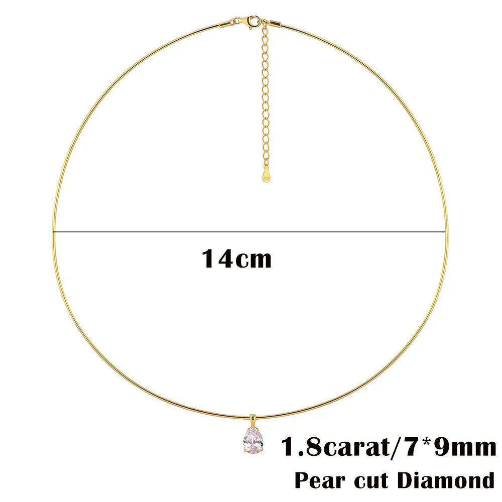 1.8carat Solitaire Pear Cut Moissanite Diamond Pendant Necklace 925 Sterling Silver Waterdrop Shape Necklaces Choker for Women