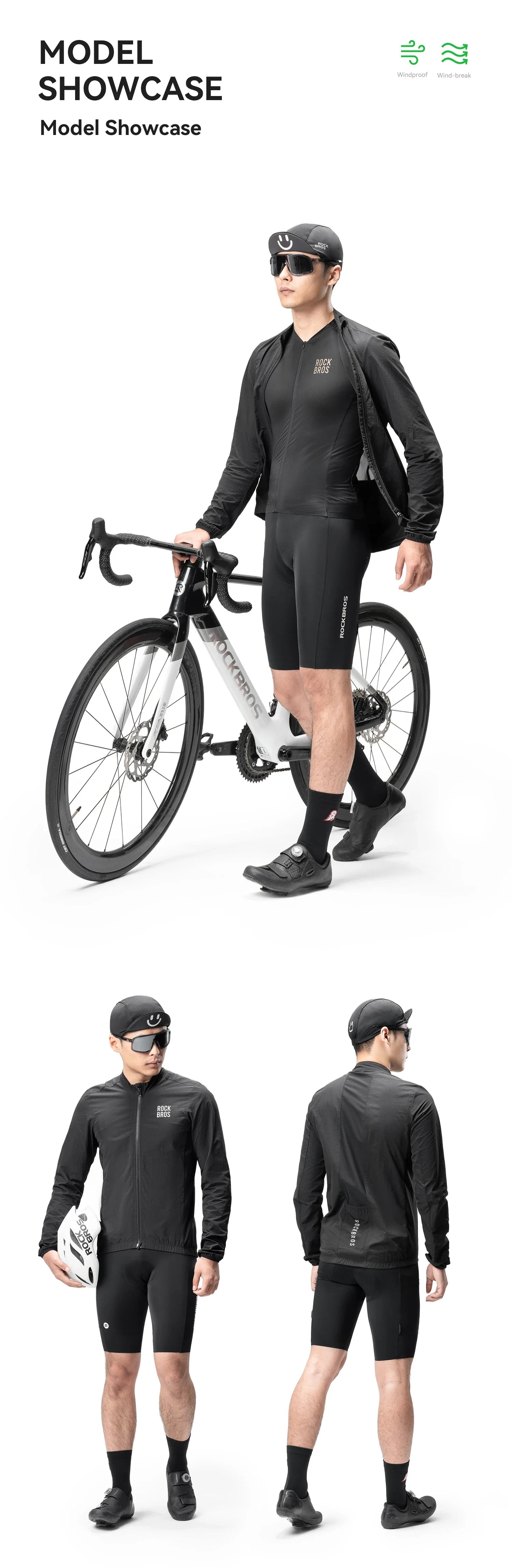 Cycling Jacket Lightweight Windproof Clothing Long-sleeved Bike Windbreaker Reflective Breathable Jacket EUR Size