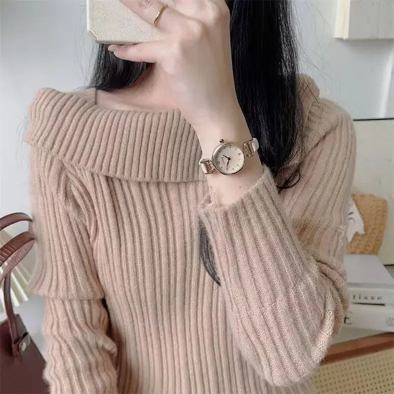 Simple Women's Watches Small Round Ladies Bracelet Watch PU Leather Thin Retro Quartz Wristwatch for Women Girls Gifts