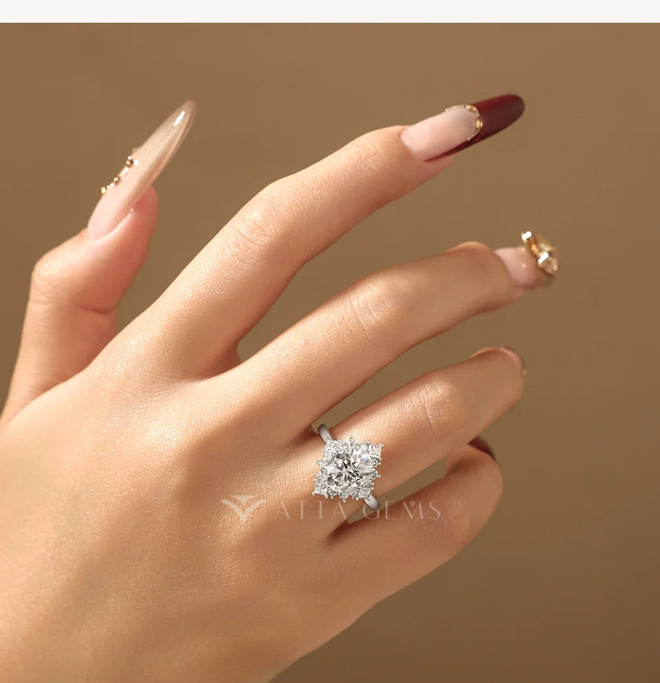 Luxury Snowflake Halo Moissanite Ring 925 Sterling Silver 3ct Oval Cut Promise Wedding Band forWomen Bridal Jewelry Gift