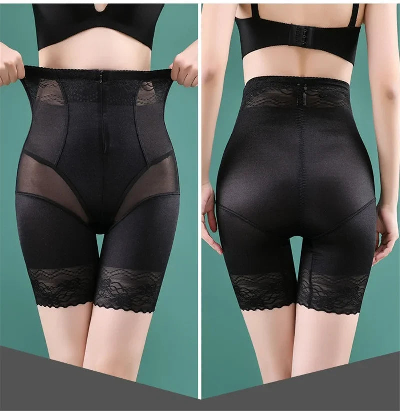 Guudia Zipper Tummy Control Panties High Waist Shapewear Brief Shorts Body Shaper Butt Lifting Silky Stretchy Fabric Seamless