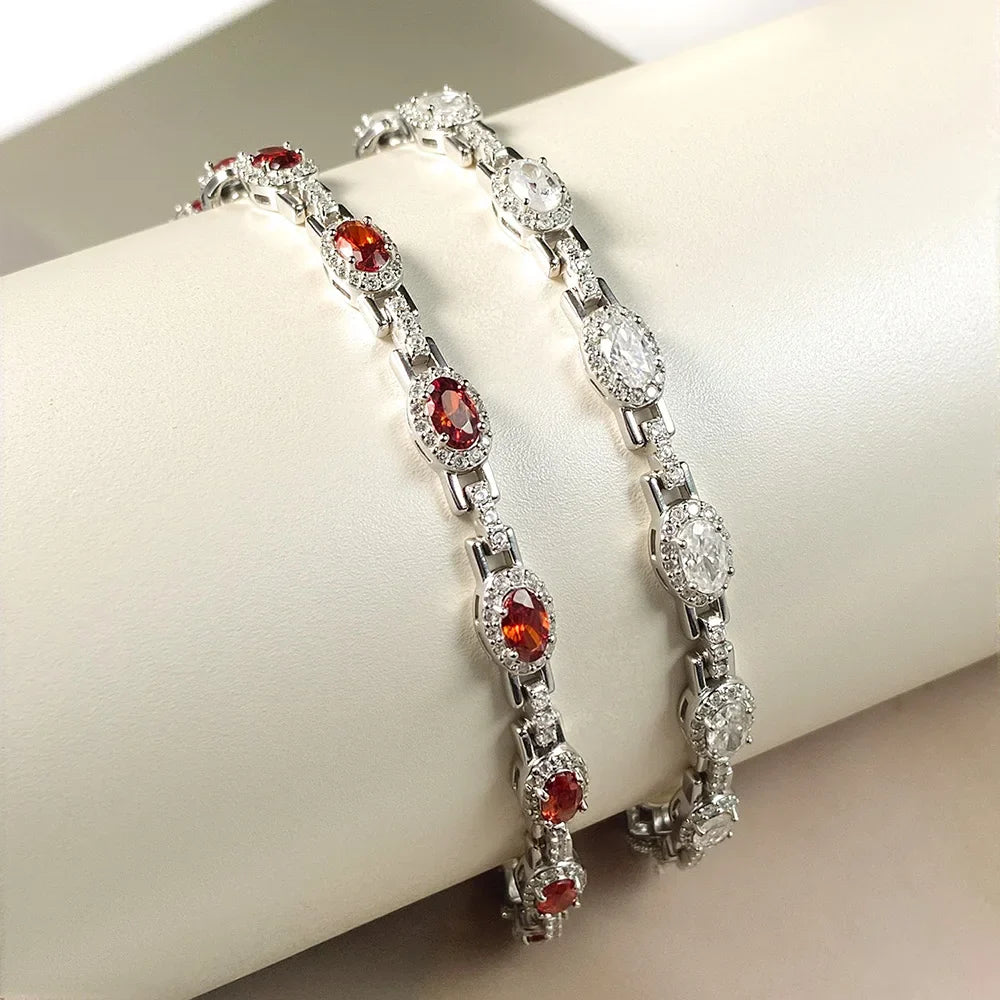 3x5mm Oval Cut Full Moissanite Tennis Bracelet Can Pass Diamond Test for Women S925 Silver luxury Sparkling Fine Jewelry