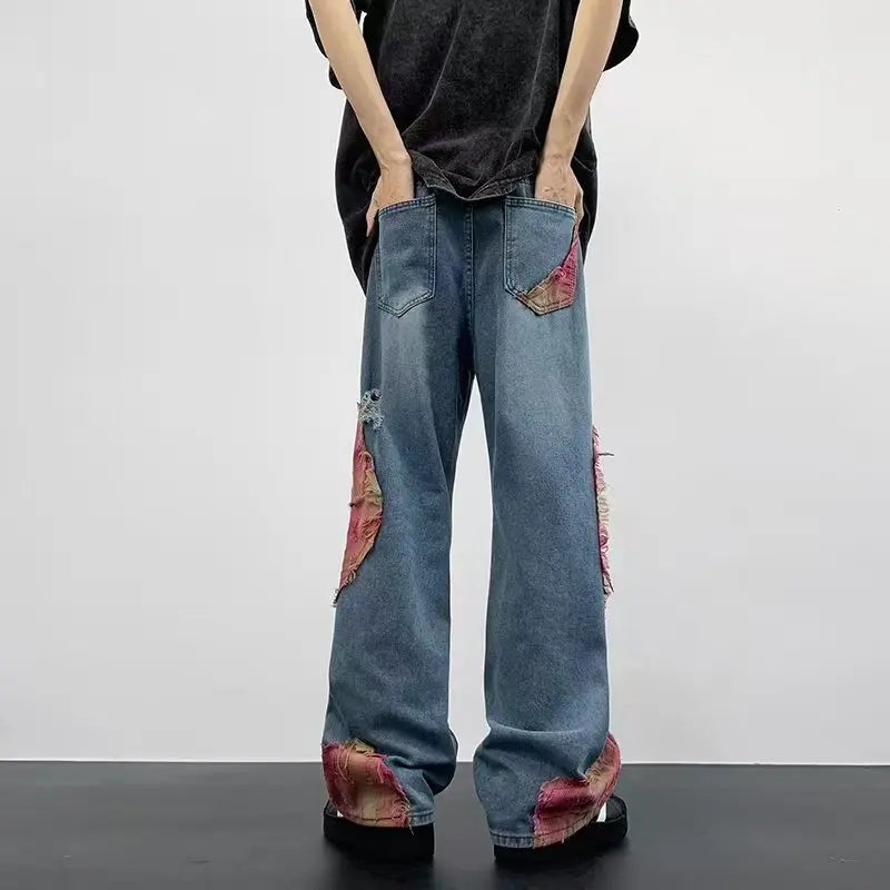 High Street Hip-Hop Flared Jeans for And Summer Street Design Splicing Mopping Pants, for Outdoor | Kpop Demon | Halloween | Jor