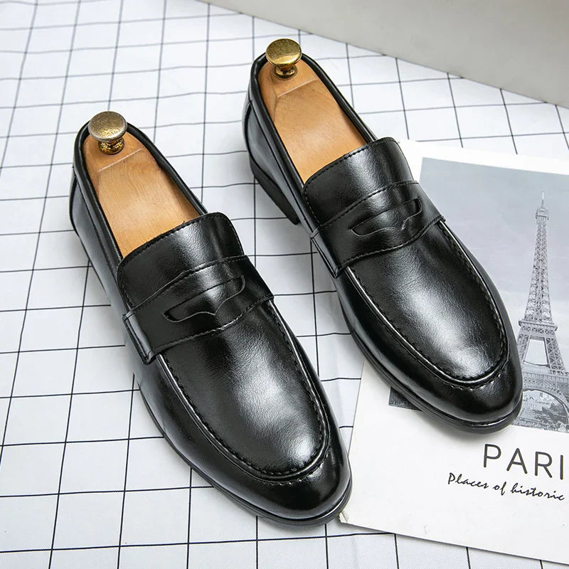 2026 Spring and Autumn Loafers Men Slip-On Business Formal Casual Shoes Brown MenShoes Leather Men Dress Shoes Large Size 38-48