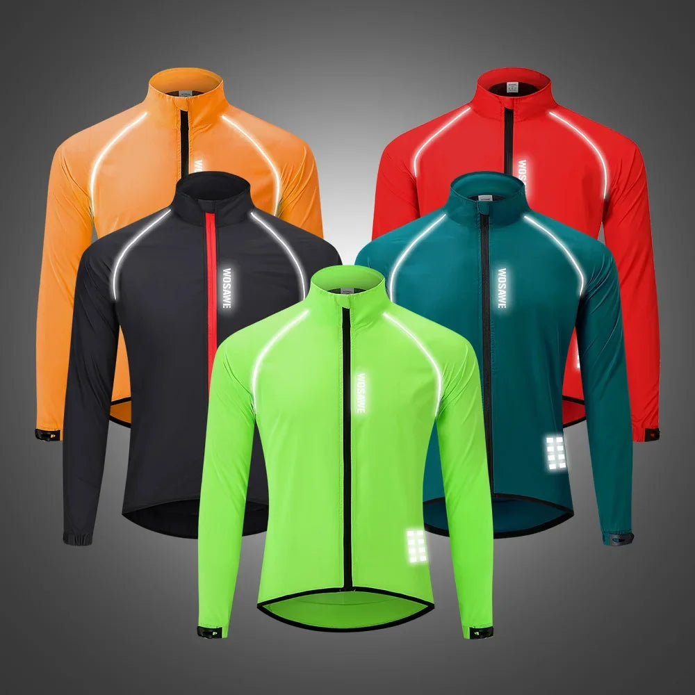 Men's Cycling Windbreaker Wind Jacket Windproof Water Repellent Mountain Bike MTB Clothing Reflective Loose Bicycle Coat