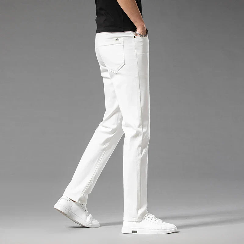 Men's Casual White Classic Trousers