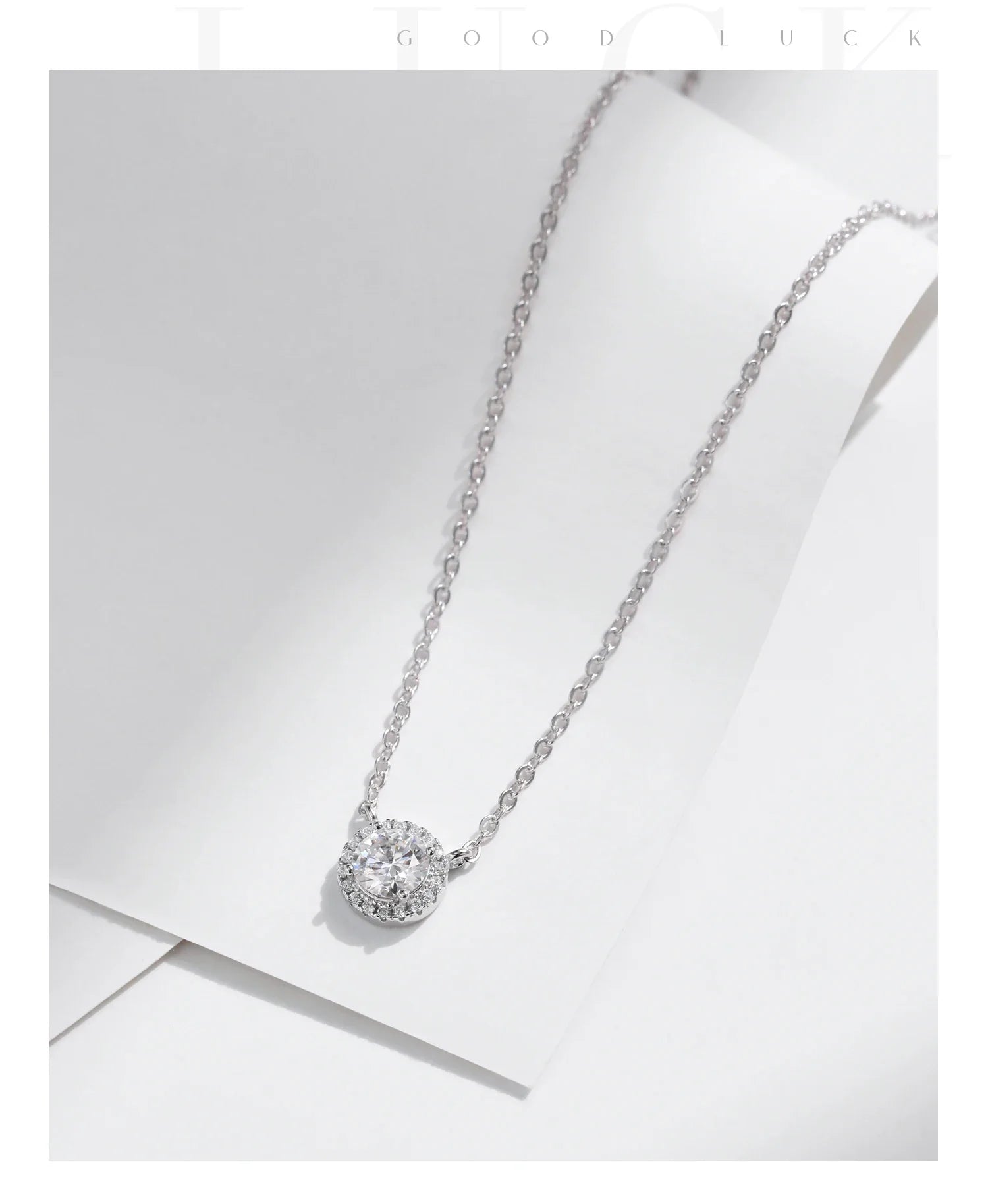 MODIAN Square & Round Halo Moissanite 925 Sterling Silver Pendant Necklace D Color VVS1 Lab Diamond Necklace For Women Jewelry