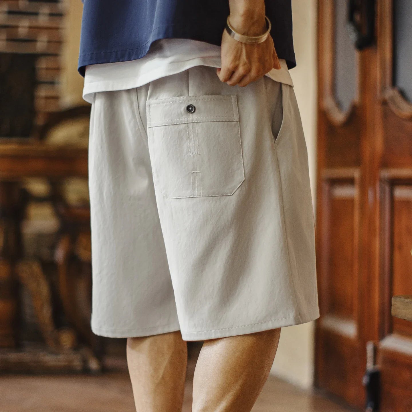 Men's Gurkha Wide Leg Shorts Minimalist Old Money Style Japanese Woven Workwear Casual Thin Summer Daily Men Shorts