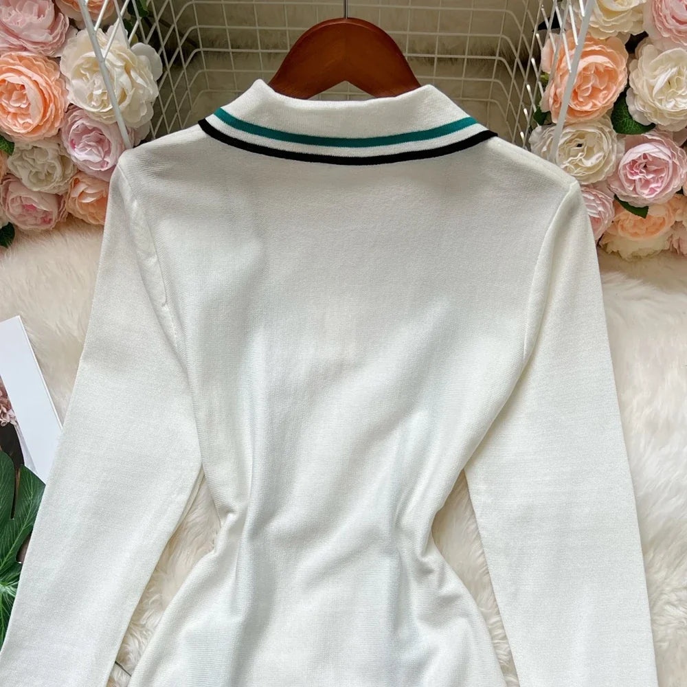 Brand Fashion Women Knitted Mini Dress Ins Hot Sexy Package Hips Ruffled Party Dress Streetwear Lady Outfits Vestidos