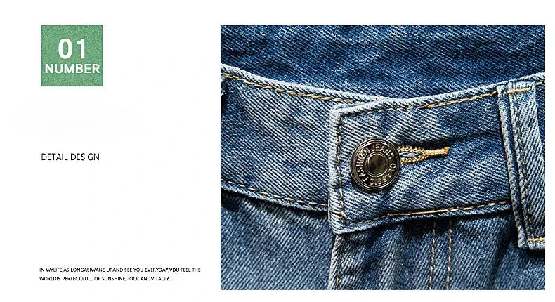 Summer Thin Bermuda Jeans Men's High Street Straight Shorts Fashion Casual Blue Classic Style Male Clothes Short Pants