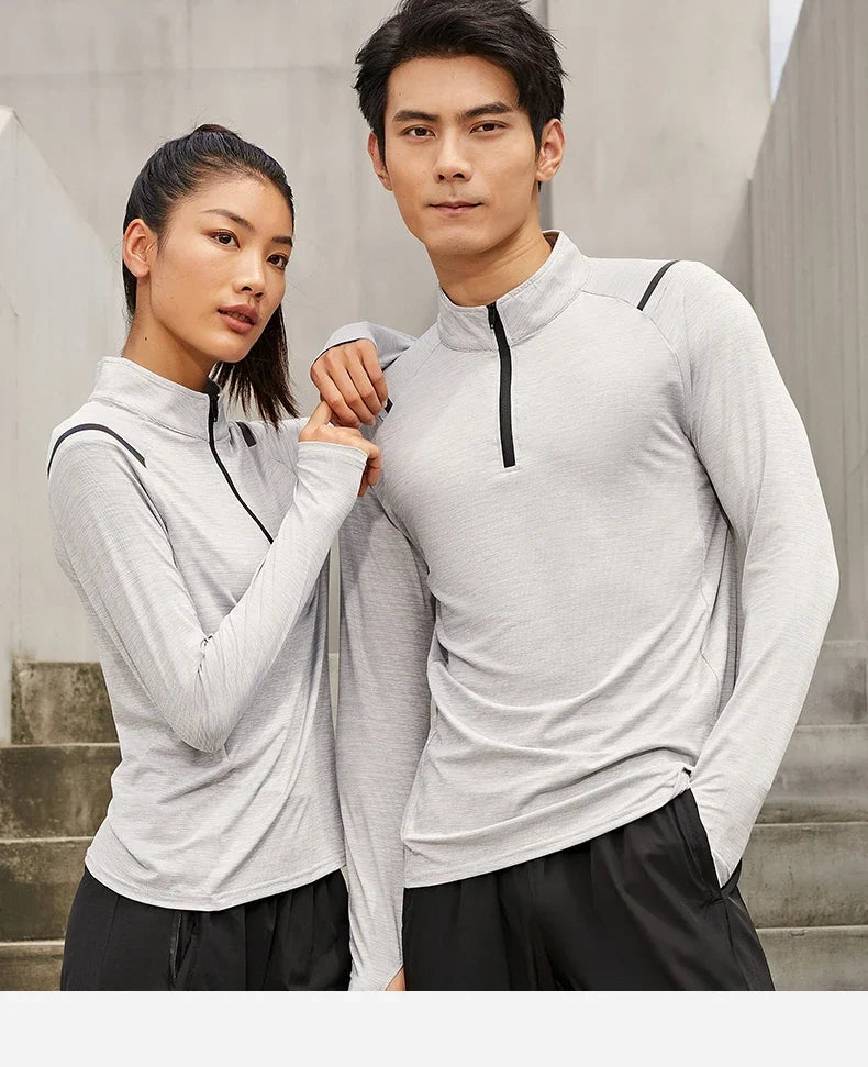 Autumn New Unisex Long Sleeve T-shirt Men Sweatshirt Fitness Shirt Tight Upperwear Anti-sweat Breathable Running Top ﻿