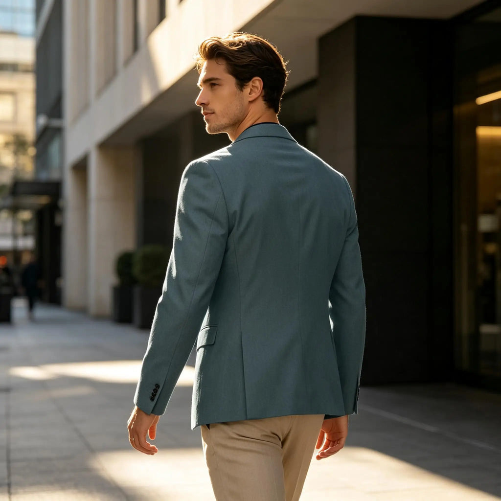 Men Blazer Jacket Single Breasted Notched Lapel Slim Fit Casual Business Suit Jacket Office Daily Wear Gentleman Sport Coat