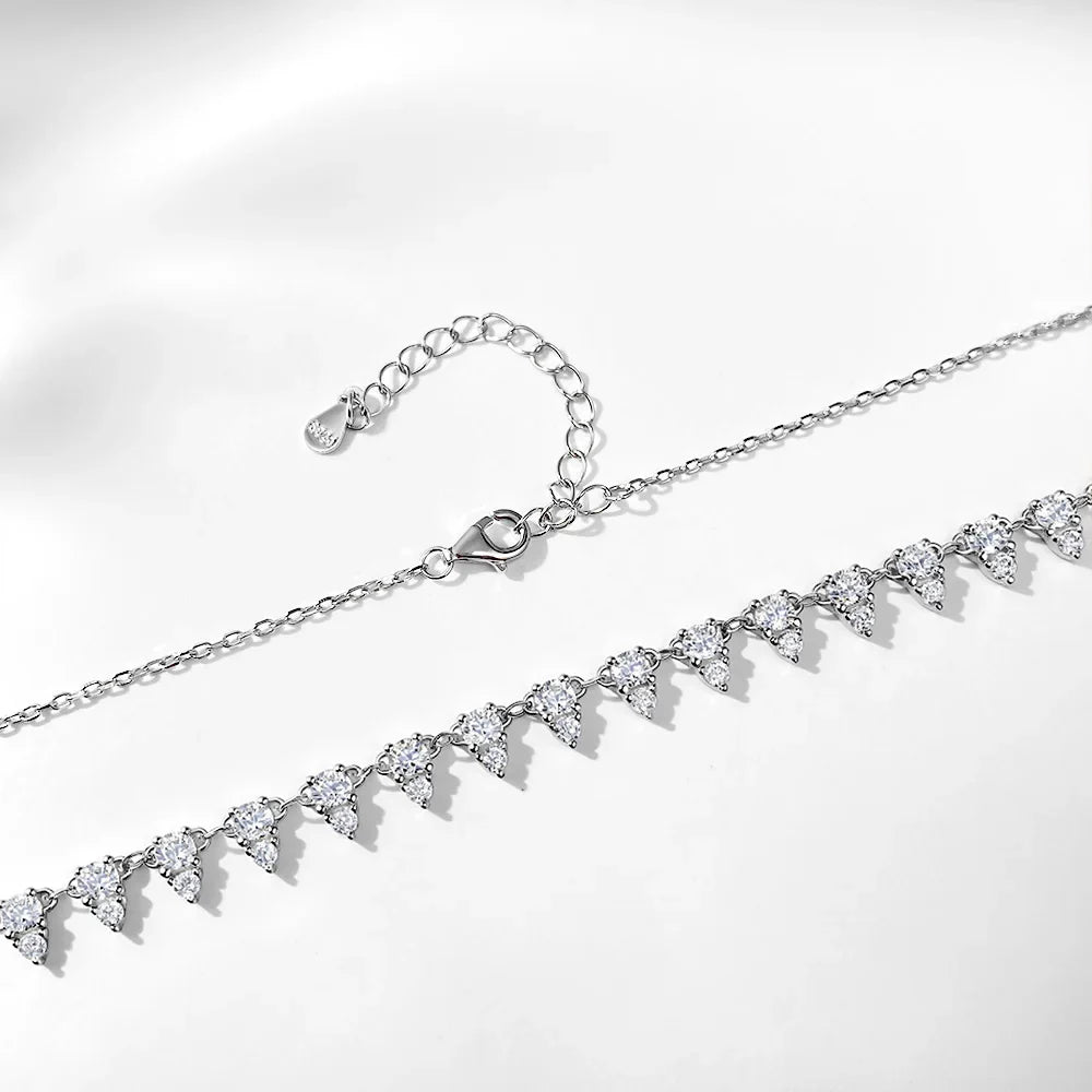 2mm/3mm D Color Moissanite Tennis Necklace s925 Sterling Silver 18inch Chain, Wedding Necklaces for Women Fine Jewelry