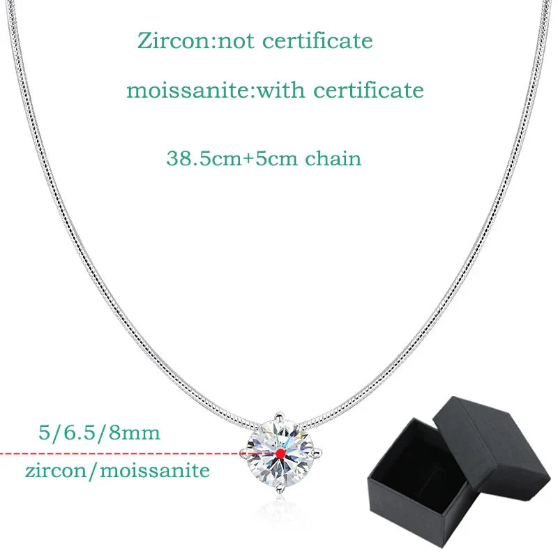 0.5-2CT D Color Certified Moissanite Necklace for Women Sparkling Lab Diamond 100% 925 Sterling Silver Pendants Wholesale