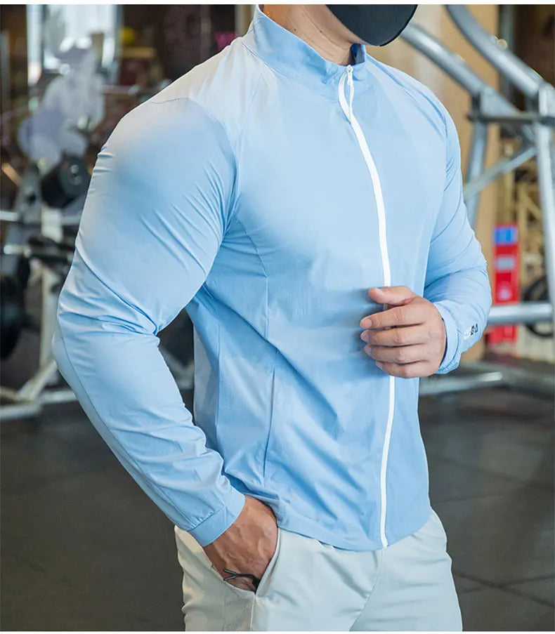 Men's Running Training Elastic Coat Outerwear Gym Tights Jacket Outdoor Cycling Sweatshirt Dry Fit Breathable Compression Tops