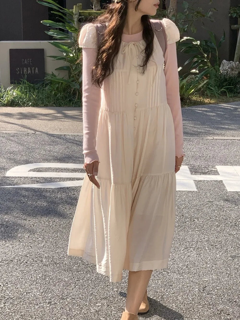 Spring 2025 Chic A-Line Dr Korean Sle Long Svel Women's Faionable Gown Ele Personali Commute Suitable Dr