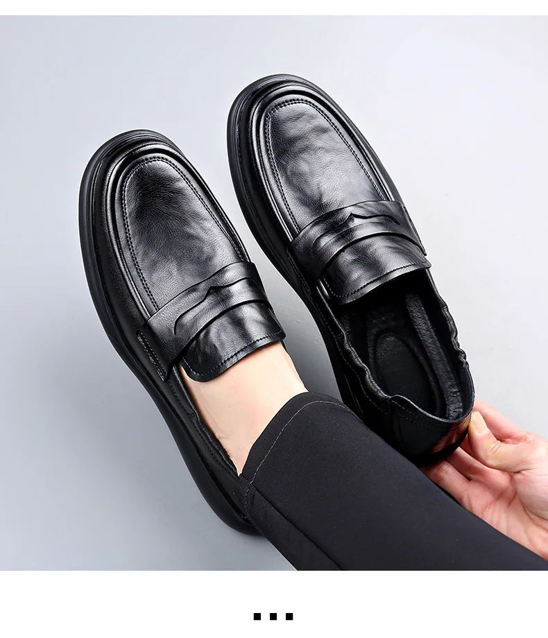 Spring Autumn New Genuine Leather Shoes for Men Black Fashion Business Casual Shoes Male High Quality Designer Loafers Man