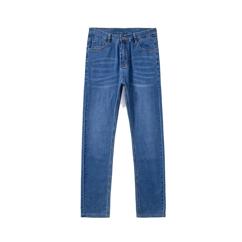 Summer Thin Mens Clothing Cowboys Slim Straight Jeans Men Denim Pants Casual Regular Fitness Men's Trousers Light Blue 2026 Y2K