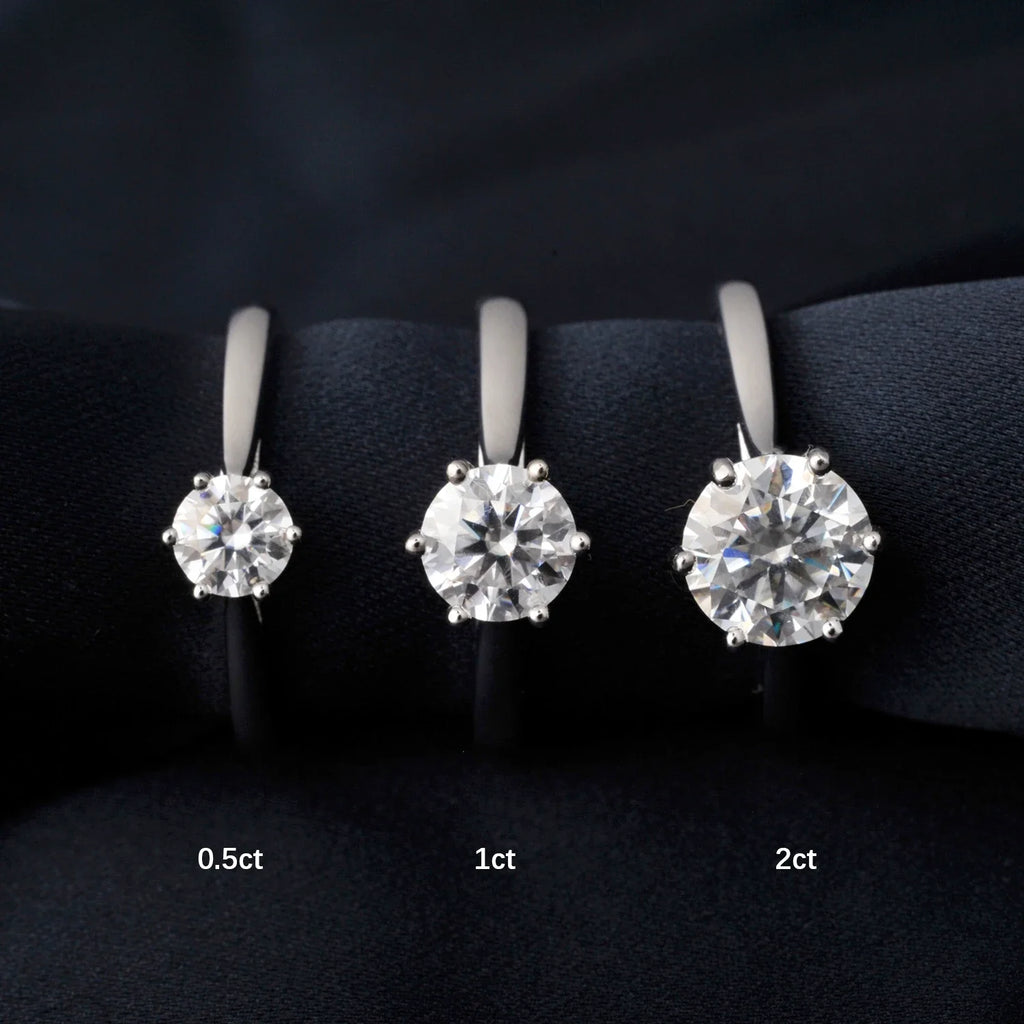 Moissanite D Color 0.5ct 1ct 2ct Round Cut S925 Sterling Silver Solitaire Wedding Engagement Ring for Women