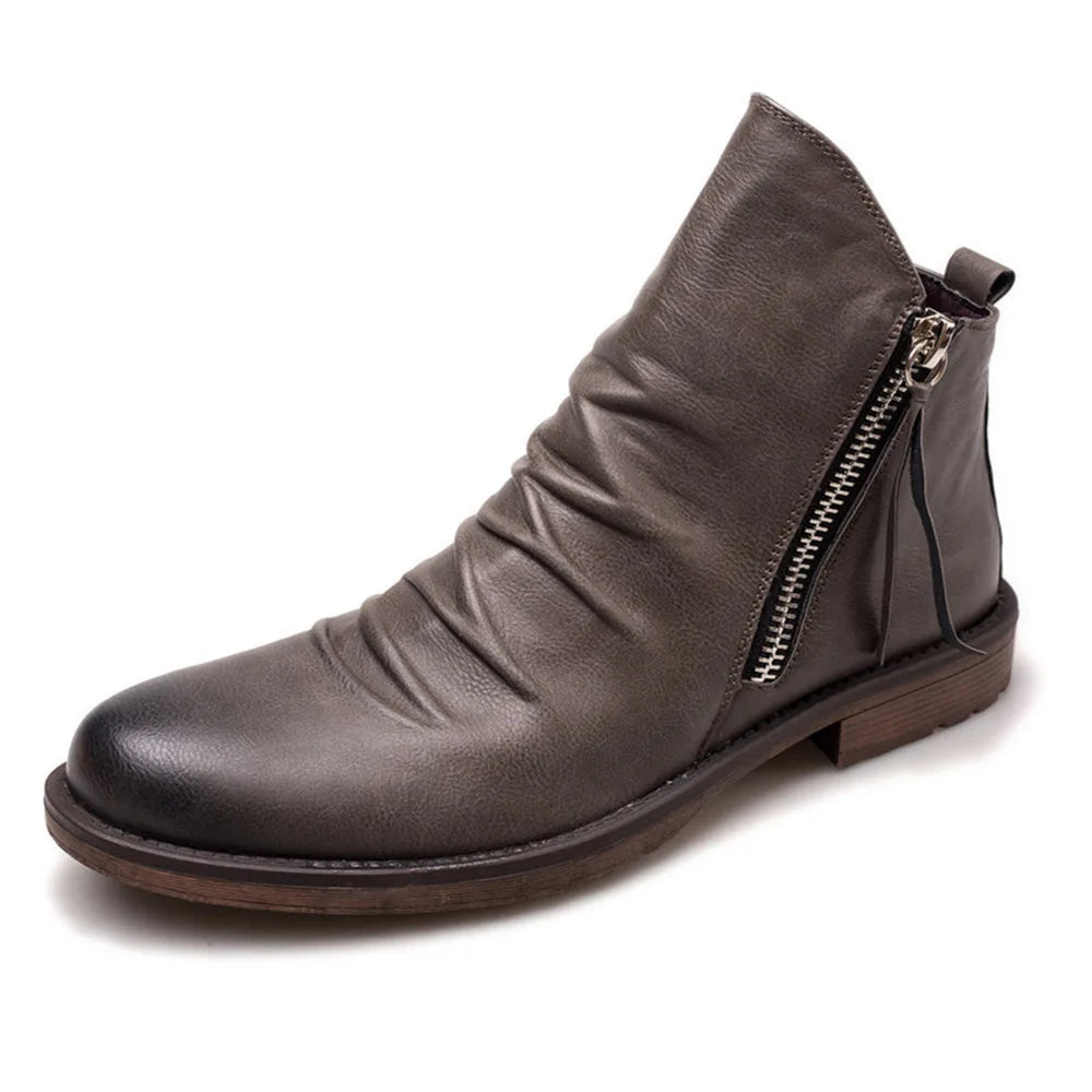 2022 Boots for Men Comfortable Retro Ankle Boots Non-Slip Leather Men's Shoes Cowboy Boots Mens Shoes Sneakers