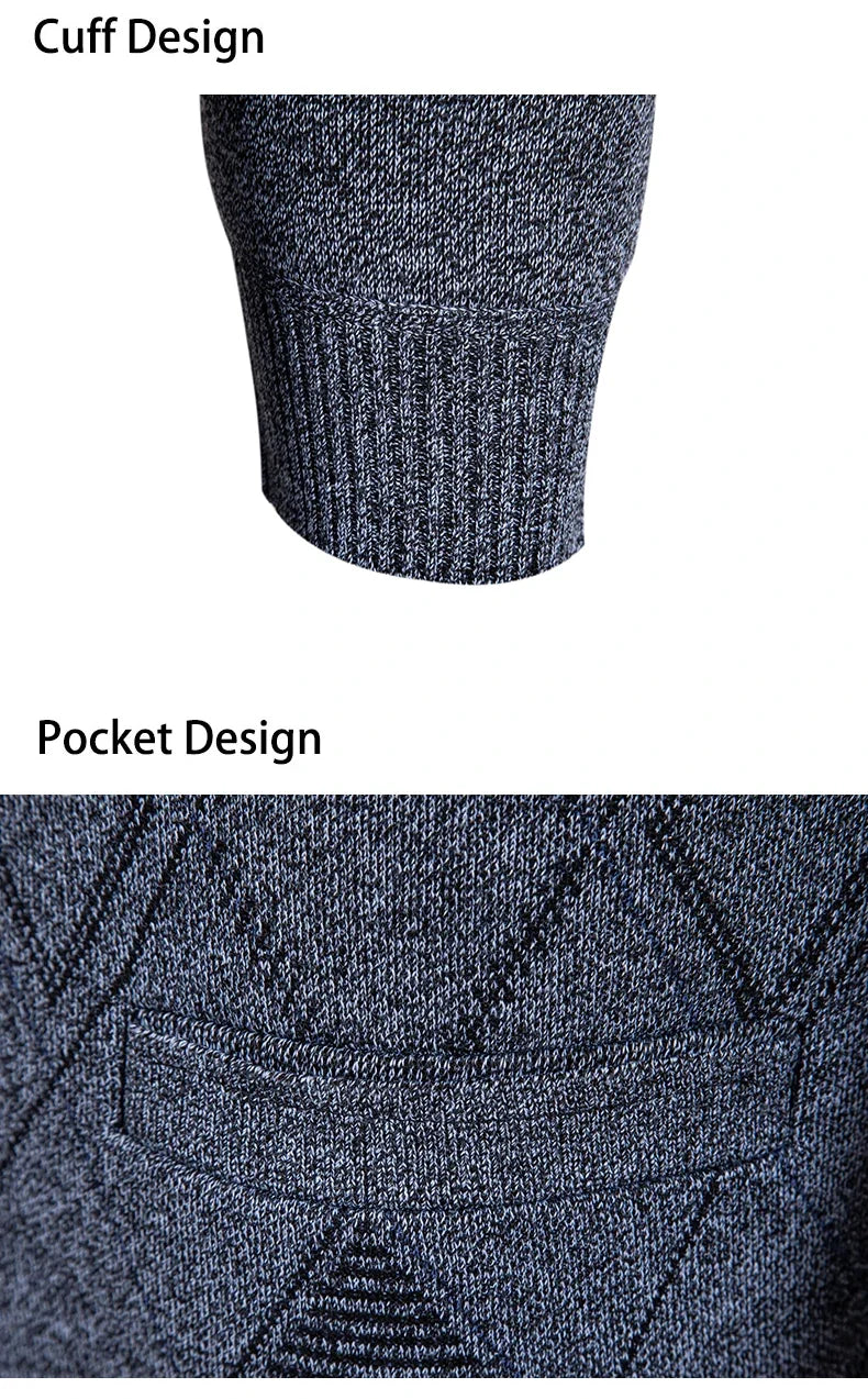 Men Plaid Cardigan V-neck Fleece Sweater Men's  Autumn Clothing Classic Cardigans Jacket Button Mens Knitting Outwear
