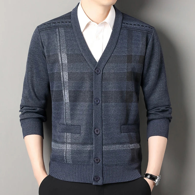 Vintage Men Knitted Sweaters Cadigan Men's Casual Fashion Button Up Cardigans Jackets Autumn Winter Jumper Coat