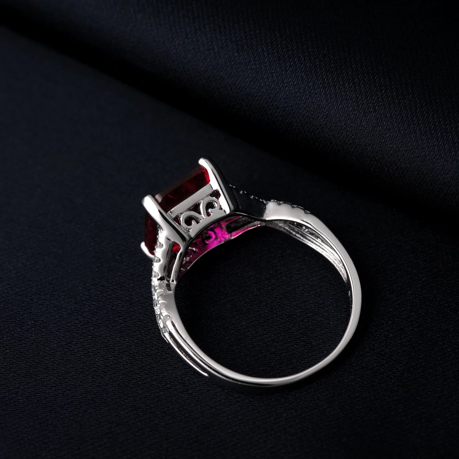 4.16ct Created Red Ruby 925 Sterling Silver Wedding Engagement Promise Ring for Women Fashion Party Jewelry Gift
