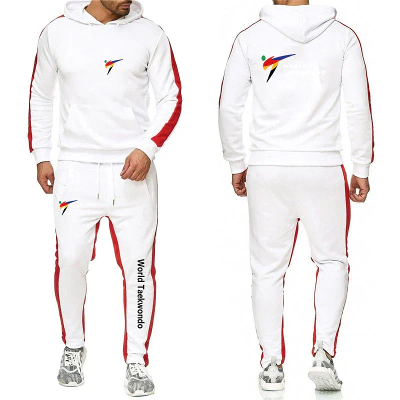 2025 WTF World Taekwondo Federation Men's New Solid Color Sweatshirt Set Casual Long-sleeved Hoodies +Sport Long Pants Suit