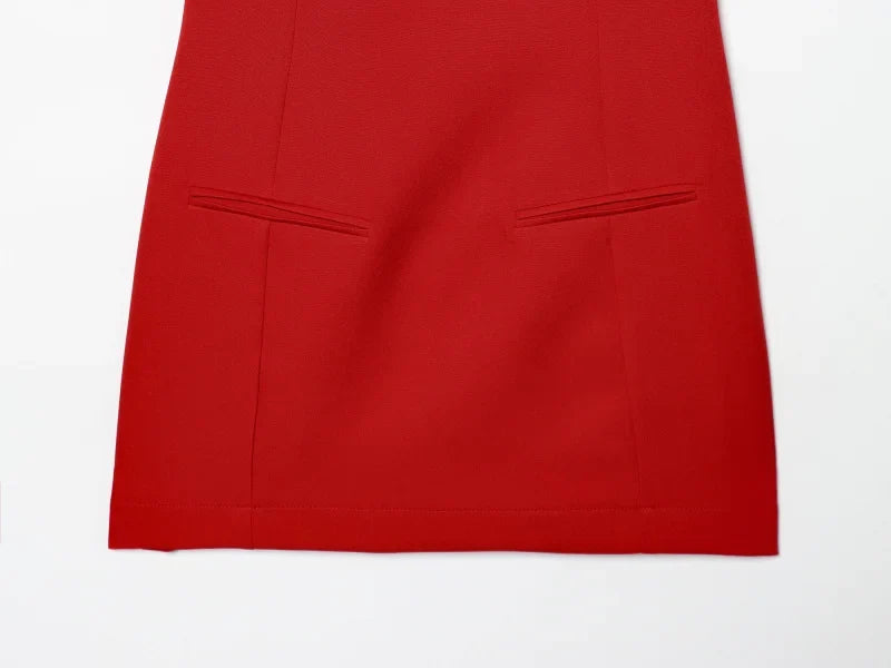 2025 women's new products are elegant and stylish Short dress with a boat neck and short sleeves with pleats  black dress