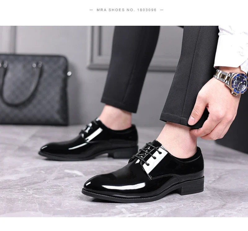 Spring British Style Formal Dress Shoes Black Business Oxfords For Groom Wedding Office Comfortable Big Size Footwear Non Slip