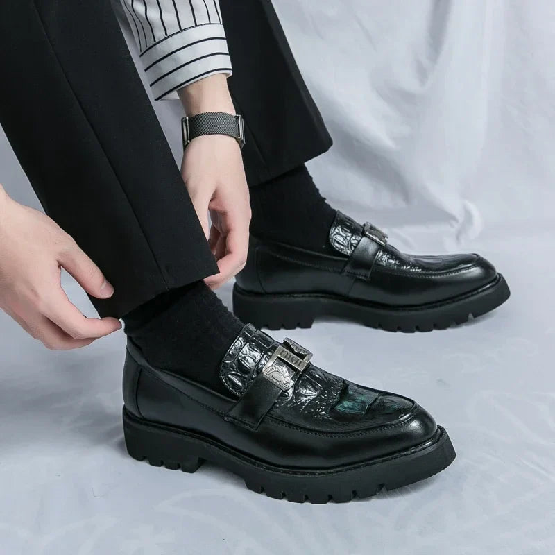 Mens Loafers Party Business Thick Soled Men Leather Shoes Dress Platform Shoes Comfortable Fashion New Casual Shoes for Men